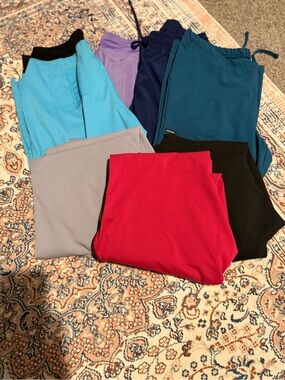 Assorted Women's Scrub Pants - Red, Black, Teal, Blue, Purple, Gray